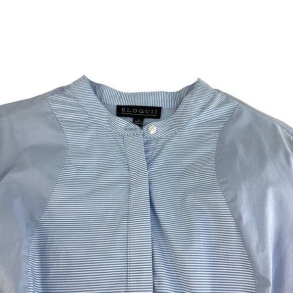 Eloquii Blue Long Sleeve Striped Shirt Dress - Picture 3 of 7